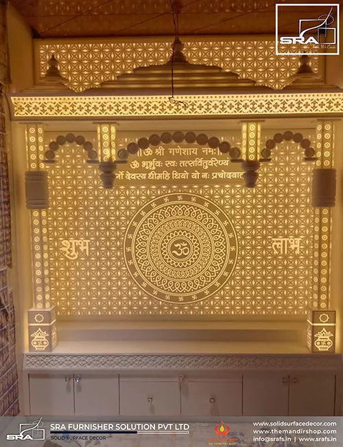 Designer Corian Mandir with LED Lighting