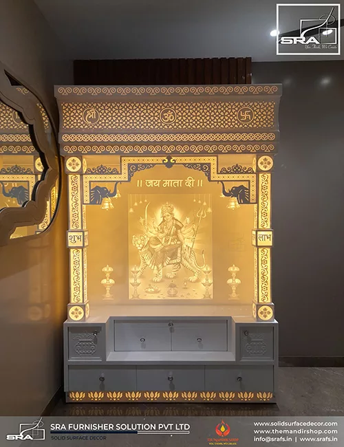 Durga Mata Mandir With Backlit Mehrab
