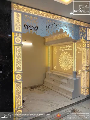 Temple Design With Backlit Entrance Design