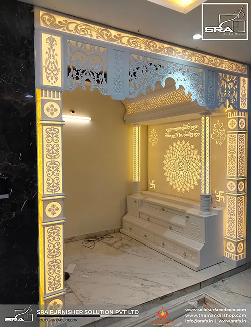Temple Design With Backlit Entrance Design 4 Mandir Design With Backlit Entrance Design