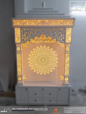 Mandir With Shri Ganesh Ji Mantra Panel