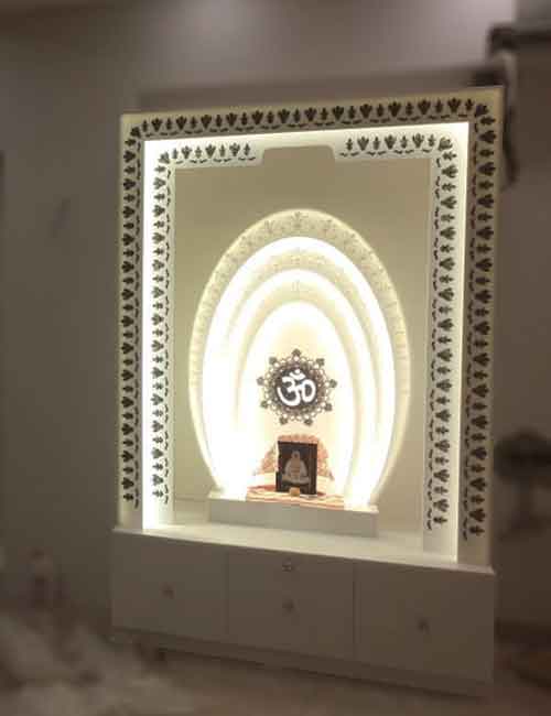 Oval Shape Mandir with MOP Inlay