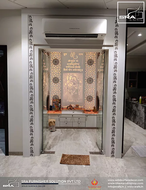 Radha Krishna Backlit Panel With Rose Gold Inlay