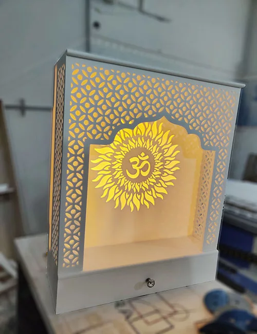 Small Mandir Design With Om Panel