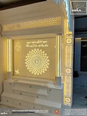 Temple Design With Backlit Entrance Design