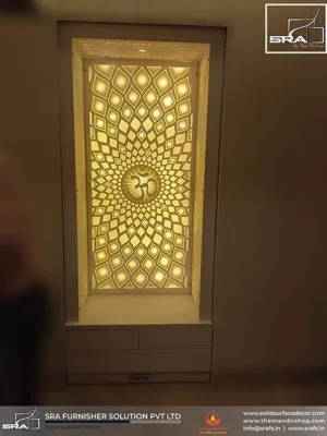 Three Side Backlit Panel Mandir Design