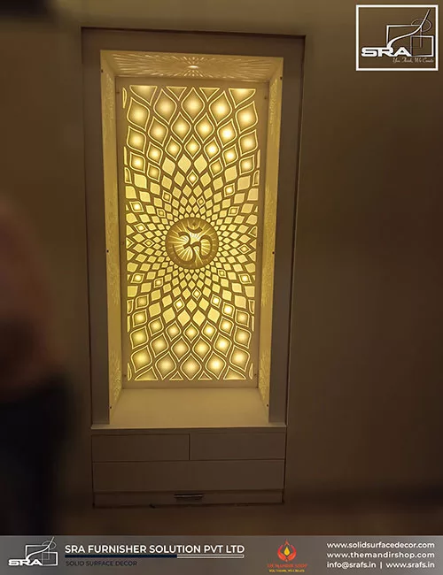 Three Side Backlit Panel Mandir Design