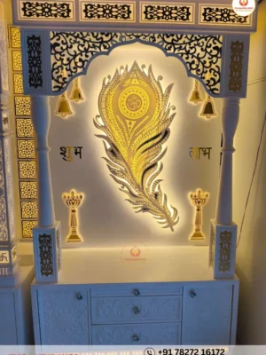 Mor Pankh Corian Mandir – LED Backlit Pooja Temple