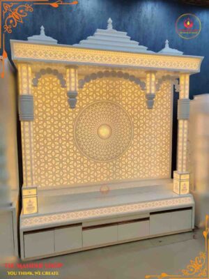 Elegant White Corian Mandir Design