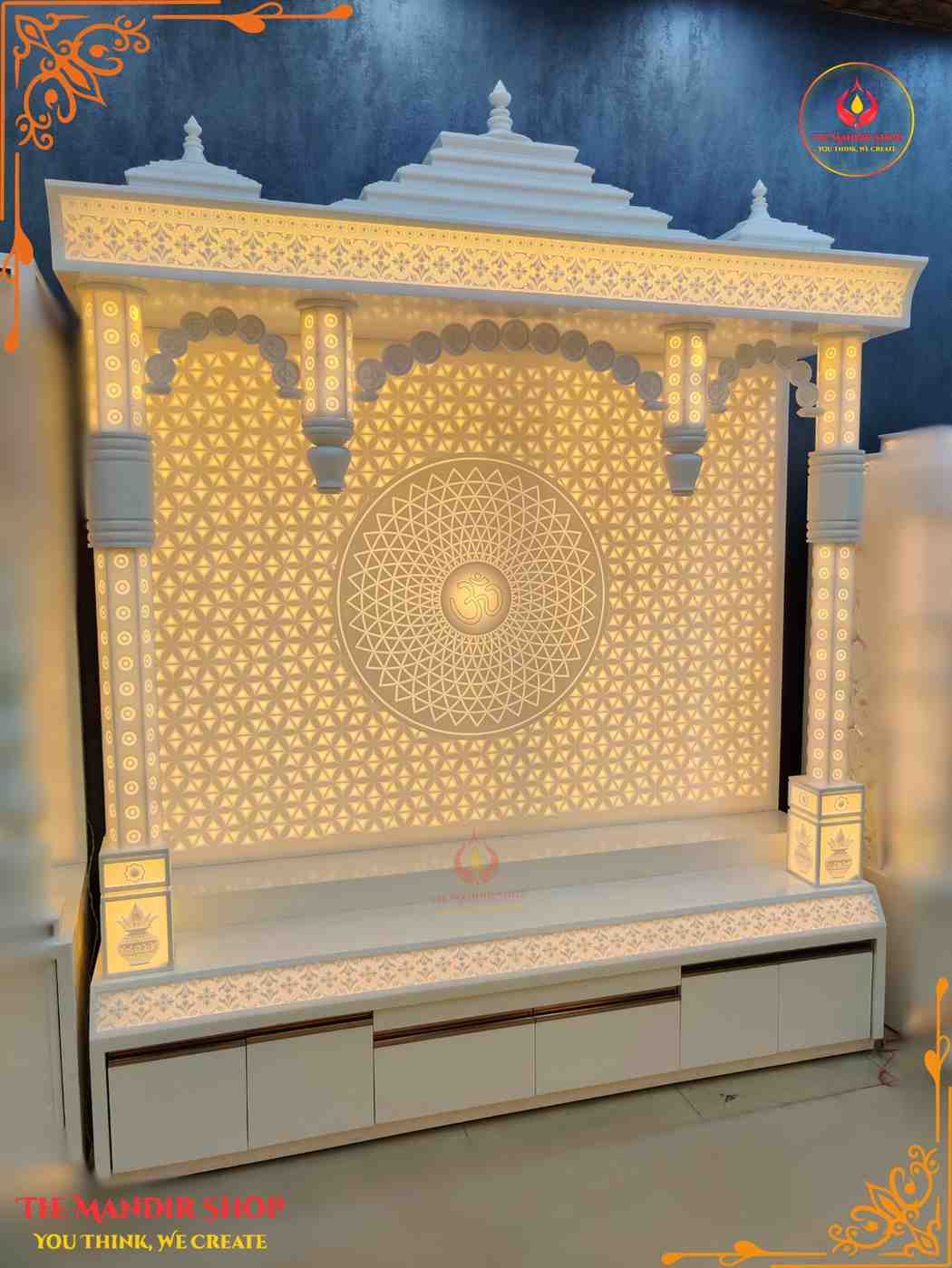 Custom Corian Pooja Ghar Design