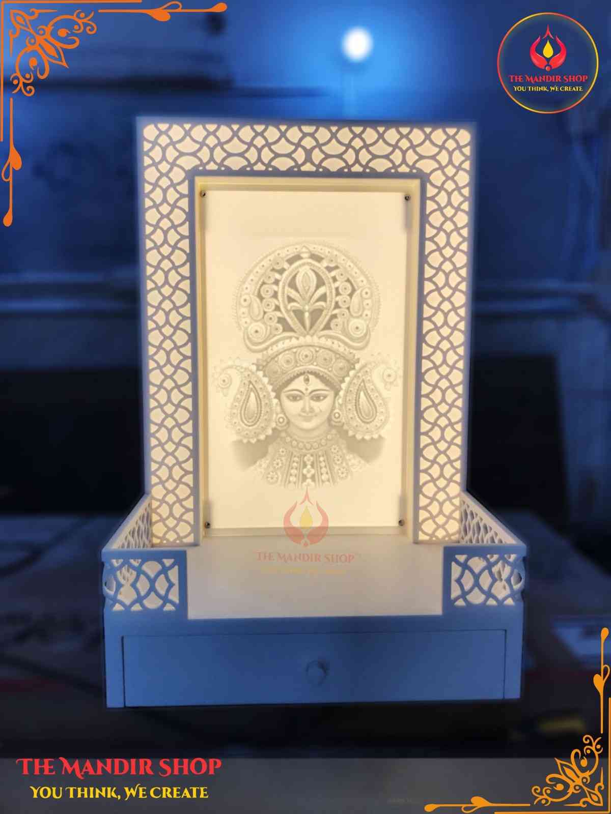 Royal Look Corian Mandir with Side Lighting