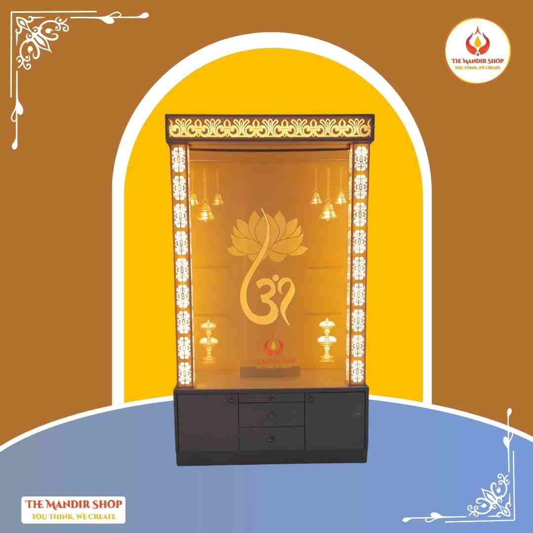 Latest OM Corian Mandir With Backlit