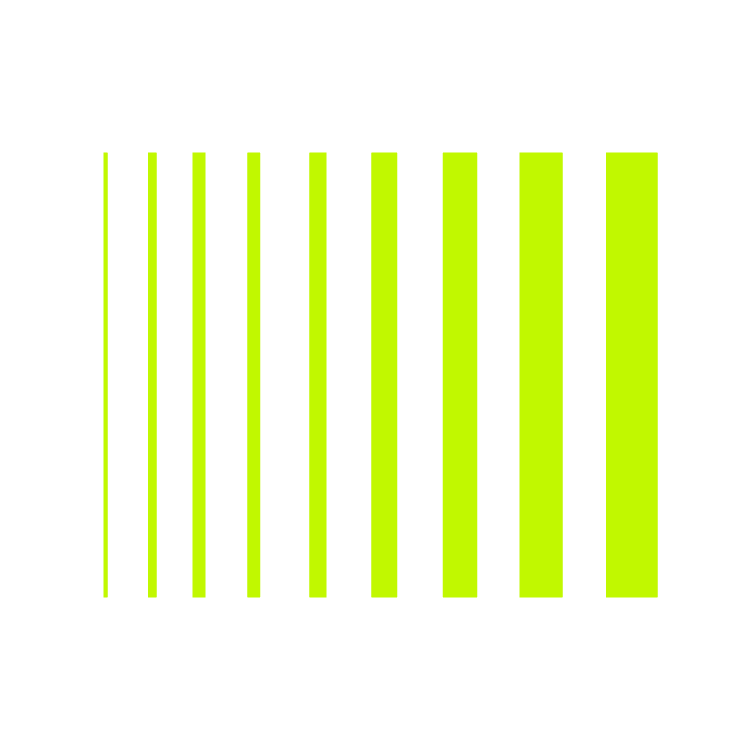 Abstract neon green vertical lines on white background.