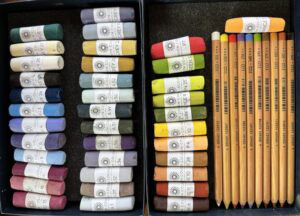 soft pastel materials including pastel sticks and pencils