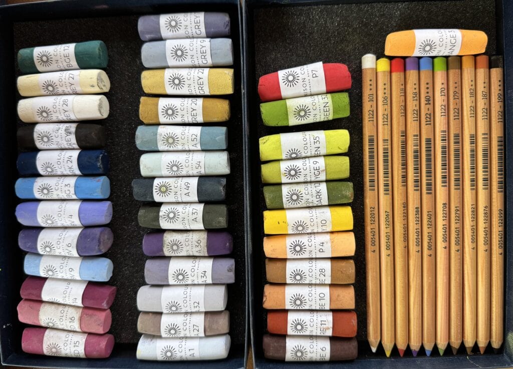 soft pastel materials including pastel sticks and pencils