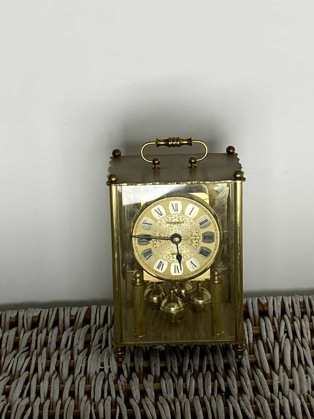 Vintage President Quartz Brass Anniversary Carriage Clock,battery  operated gold tone SOLD - Image 2