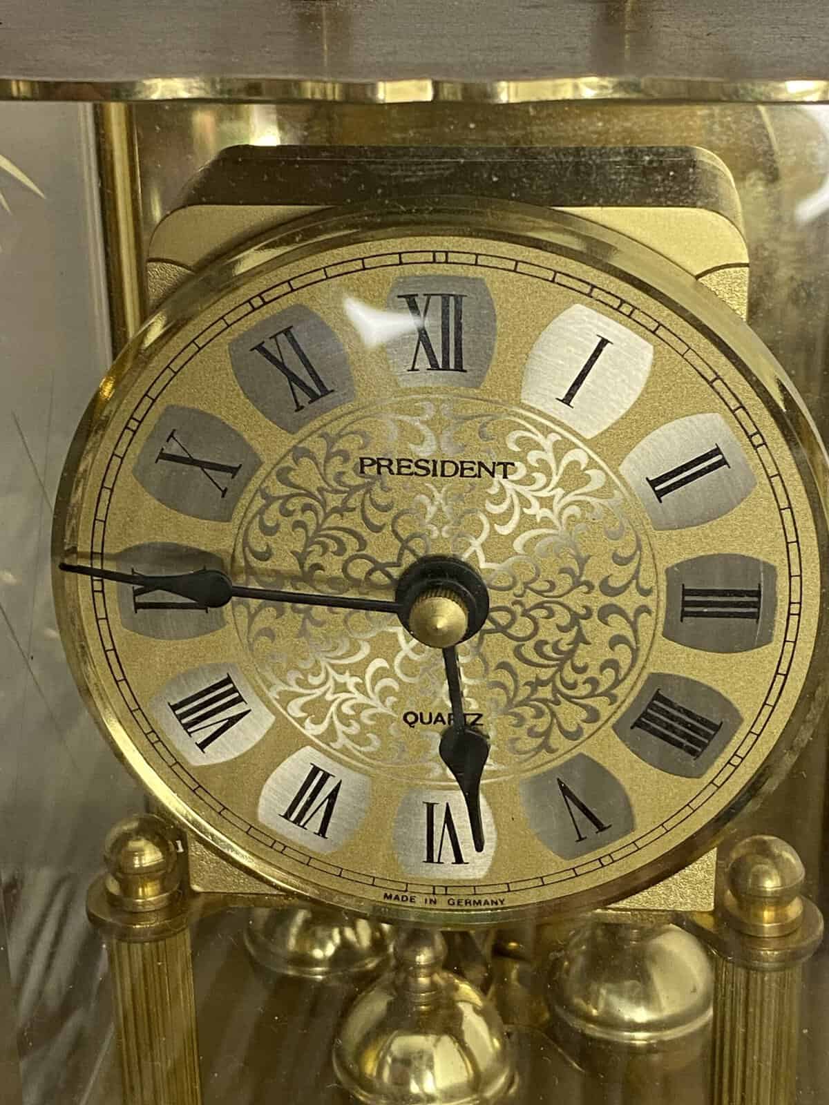 Vintage President Quartz Brass Anniversary Carriage Clock,battery  operated gold tone SOLD - Image 3