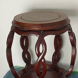 A unique bent hardwood stool or side table in drum shape, with a simply detailed top and gorgeous curving sides SOLD