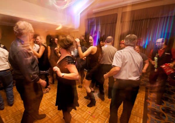 Guests dancing on a crowded dance floor