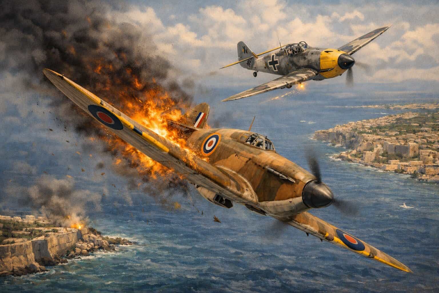 Malta Fighters Mauled 7 Hawker Hurricanes Lost