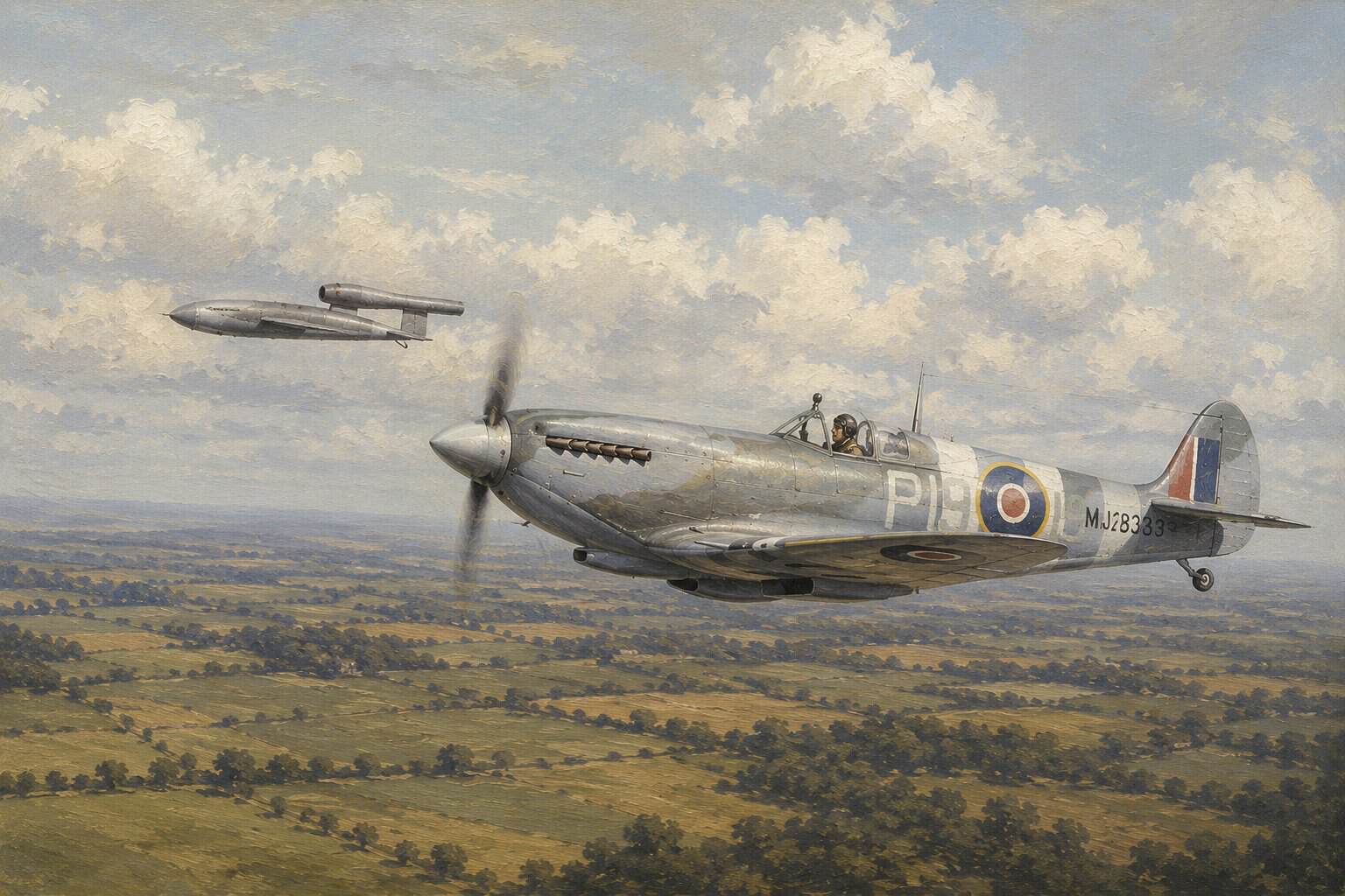 RAF Pilot Brings Down First V-1 by Wing-Tipping Tactic