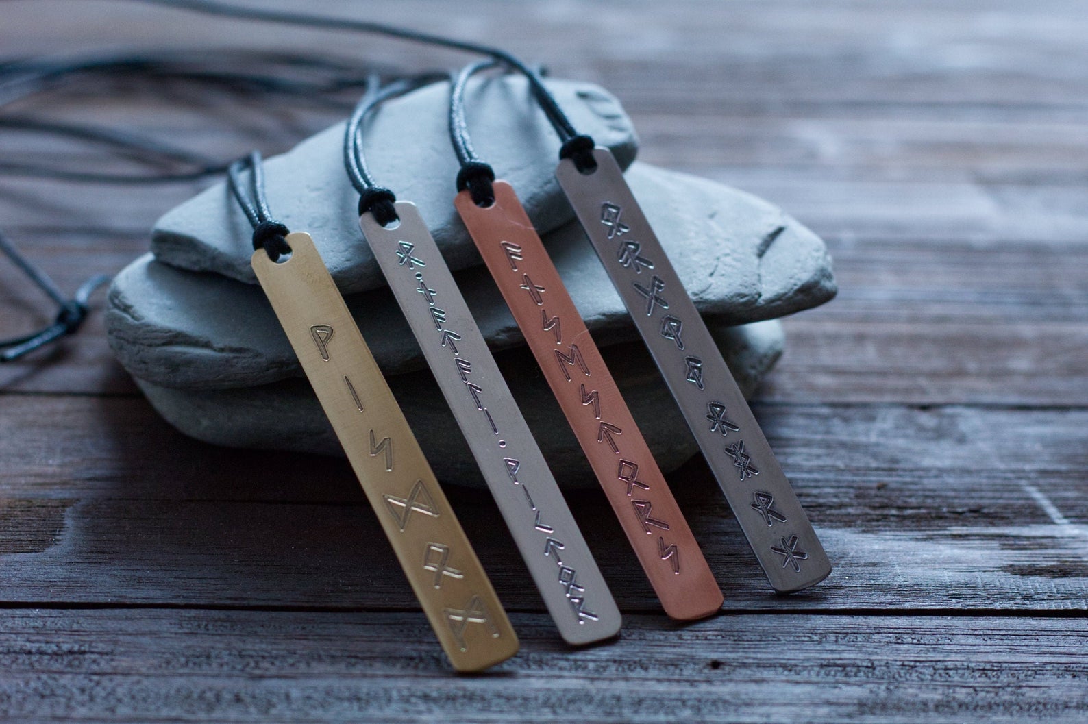 Rune Pendant - Bar Necklace - Custom Runes