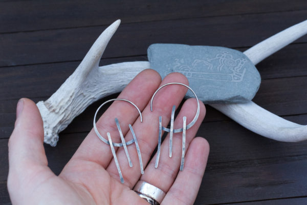 Gods of The Sun - Silver Hoop Earrings - Sol - Image 4