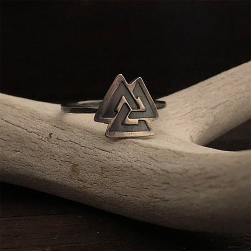 silver valknut stacking ring