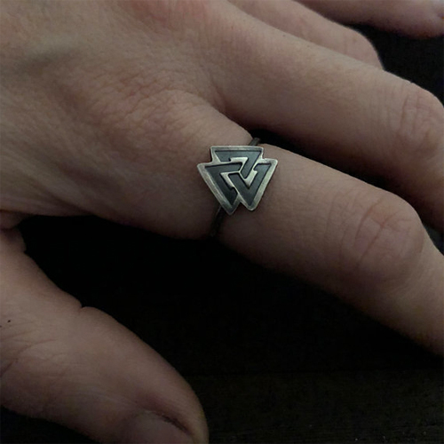 silver valknut stacking ring