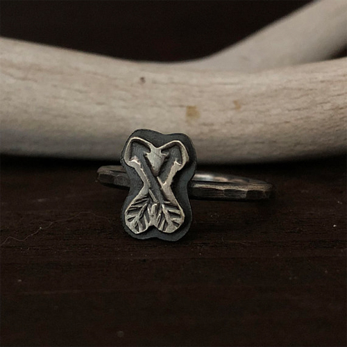 Tribal Shaman Stacking Rings - Cernunnos, Huginn and Muninn, Crossed Arrows, Pine Tree - Image 6