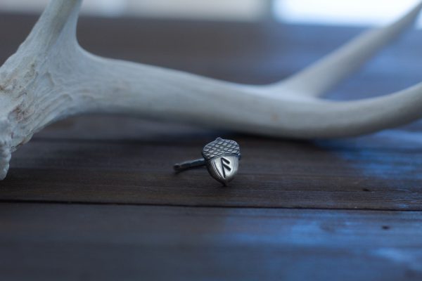 silver acorn rune ring
