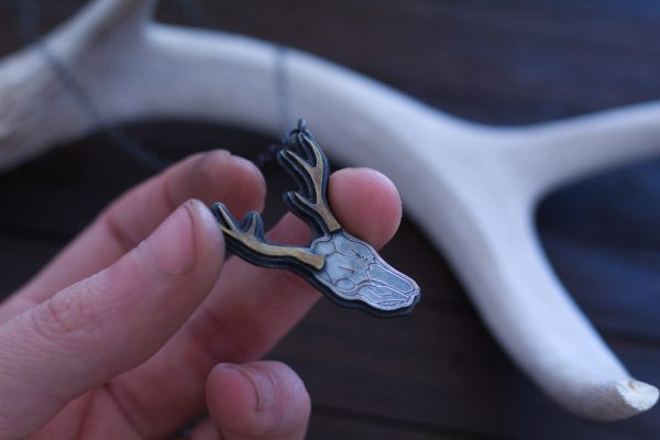 silver deer skull pendant