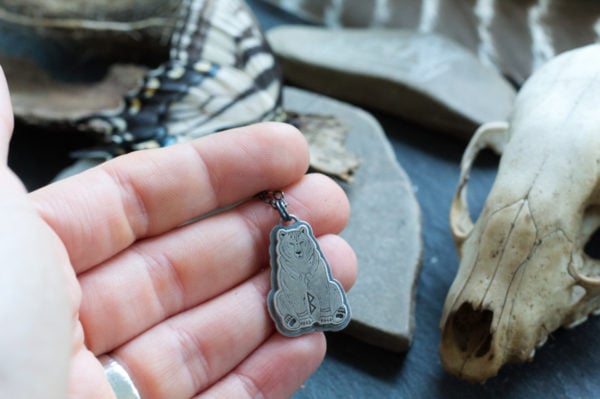 berkano rune bear pendant