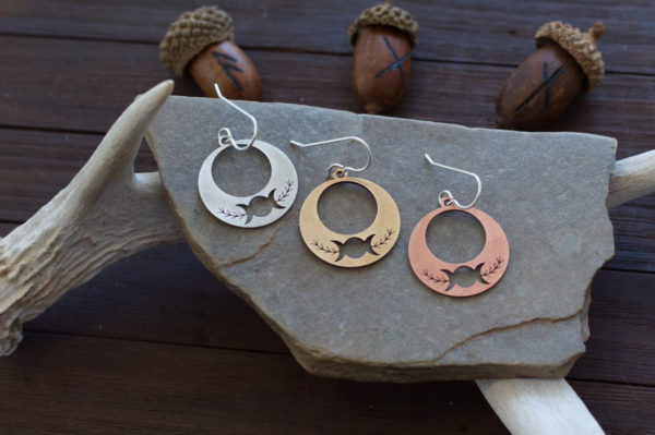 triple moon earrings