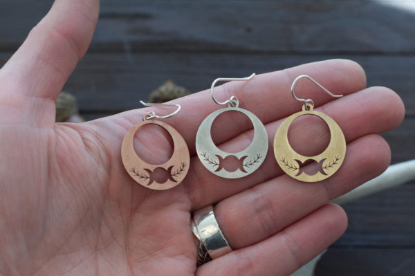 triple moon earrings
