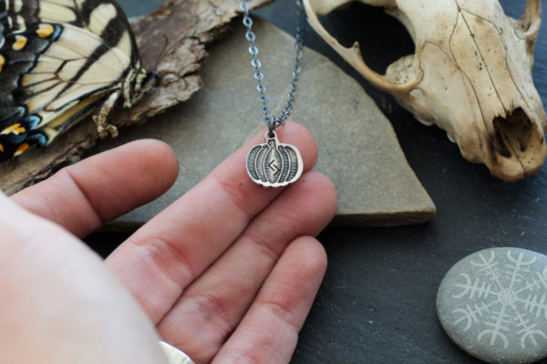 pumpkin rune charm necklace