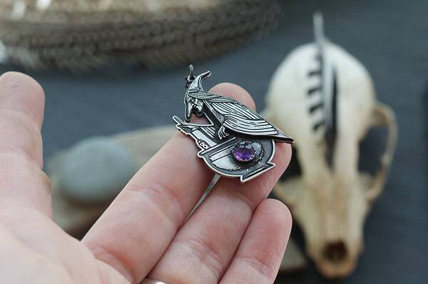 Baba Yaga Sterling Silver + Amethyst Necklace Pendant - Image 4
