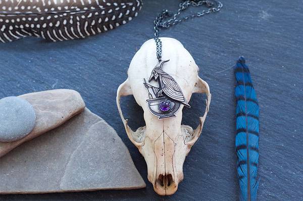 Baba Yaga Sterling Silver + Amethyst Necklace Pendant - Image 5