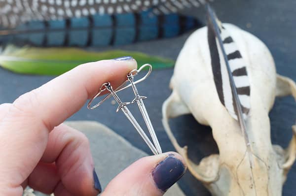 Sterling Silver Medieval Sword Earrings - Image 3
