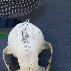 Sterling Silver Medieval Sword Earrings