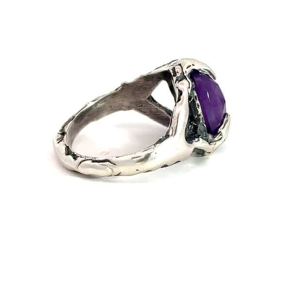 Claw Set Amethyst Sterling Silver Ring - Size 9 - Image 4