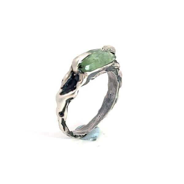Claw Set Green Kyanite Sterling Silver Ring - Size 7.25 - Image 2