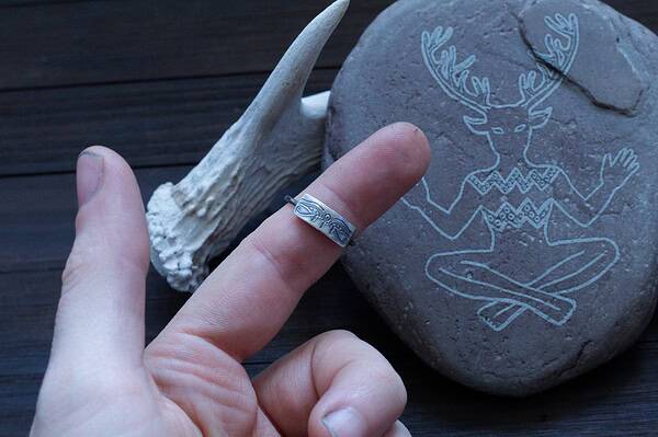 Eye of Horus + Eye of Ra Ring - Ankh - Ancient Egyptian Symbol Jewelry - Silver Ring - Dark Minimal - Gothic - Image 3