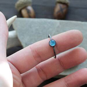 Sterling Silver Rainbow Moonstone Ring - Stackable Gemstone Rings for Women - Crystal Rings for Women