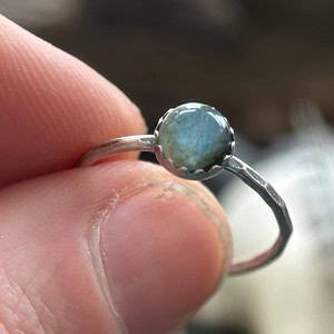 Labradorite Stacking Ring, Dainty Silver Ring, Gemstone Jewelry, Sterling Silver Gemstone Ring, Unique Gift for Her, Blue Stone Silver Ring