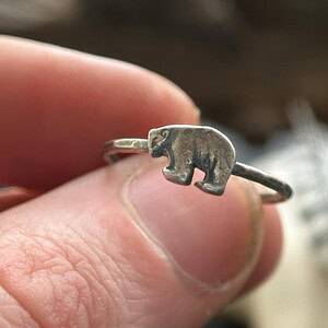 Silver Bear Ring, Bear Ring, Unique Silver Bear Jewelry, Animal Ring, Gift For Her, Animal Jewelry, Grizzly Bear Ring, Viking Bear Ring