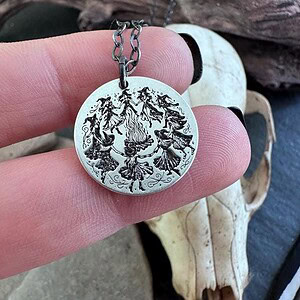 Walpurgis Night Witch Necklace Witches Bonfire Pendant Pagan Festival Jewelry Occult Gift for Her Wiccan Ritual Amulet Witchy Accessory