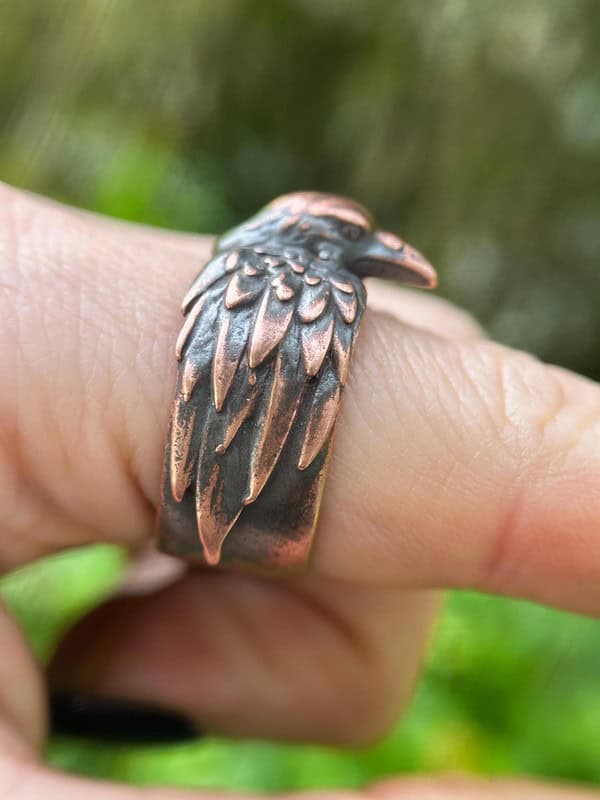 Viking Raven Ring Odin Hugin Munin Norse Mythology Jewelry Pagan Gift for Him Nordic Spirit Animal Band Anniversary Men's Accessory - Image 6