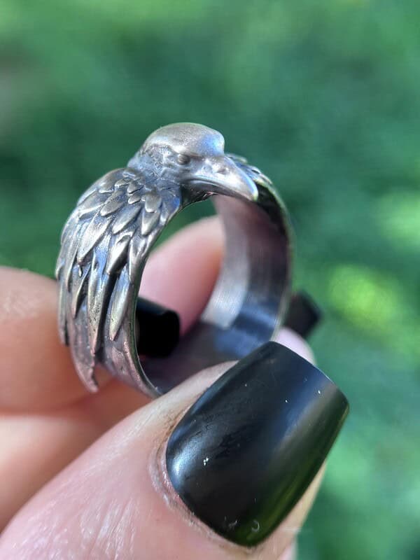 Viking Raven Ring Odin Hugin Munin Norse Mythology Jewelry Pagan Gift for Him Nordic Spirit Animal Band Anniversary Men's Accessory - Image 3