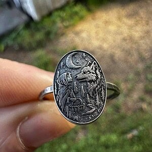 Sterling Silver Wolf Ring Red Riding Hood